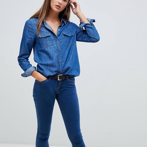 Noisy May Denim Button Down Shirt - Picture 4 of 4